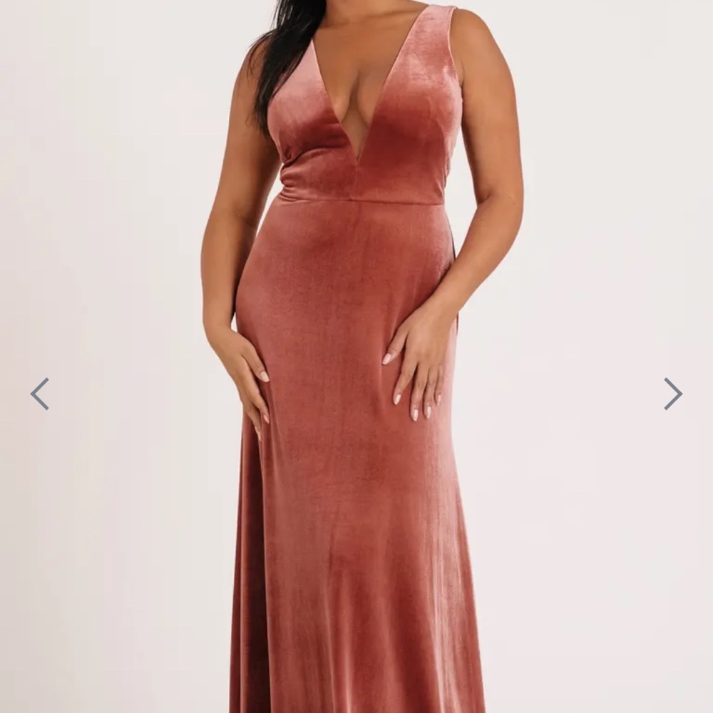 Jenny Yoo Logan Velvet Gown in Rust - Size 10